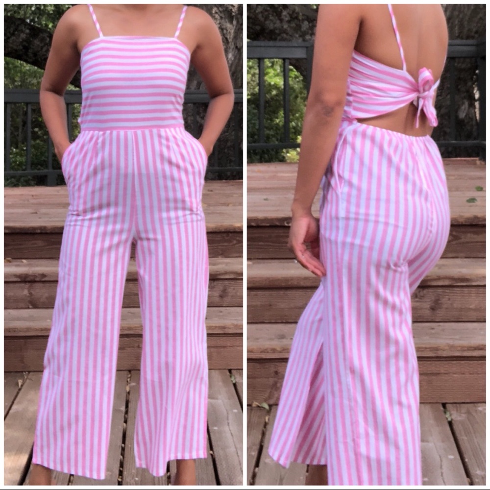 New!!! Pink striped Jumpsuit
